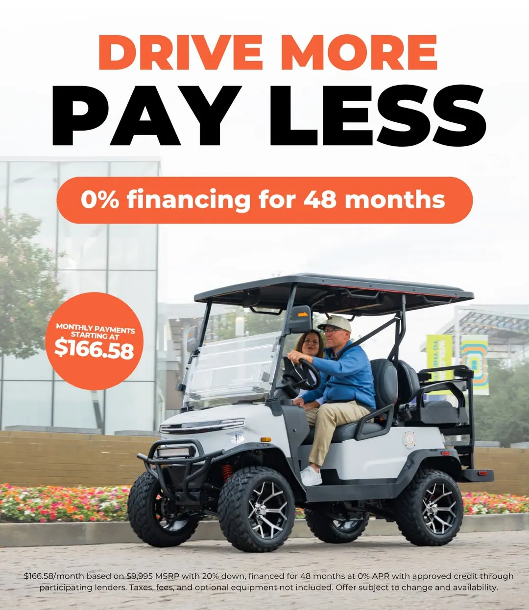 EV Golf Carts USA financing promotion: drive more, pay less, with 0% financing for 48 months