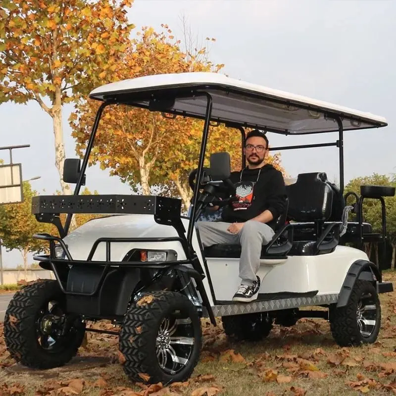 A customer sitting in his golf cart outdoors