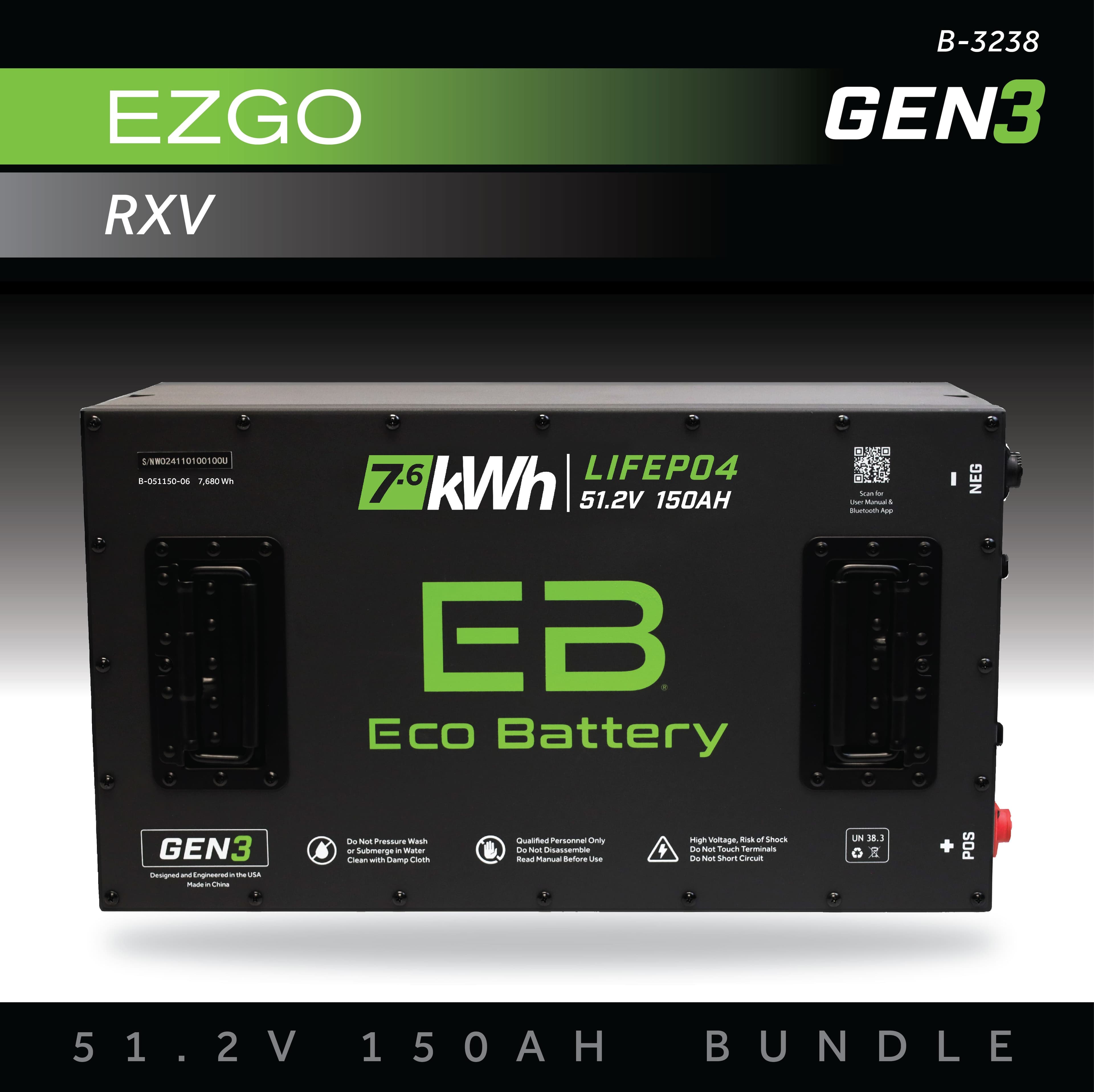 Eco Battery (48V) 51V 150AH Battery Bundle / EZGO RXV