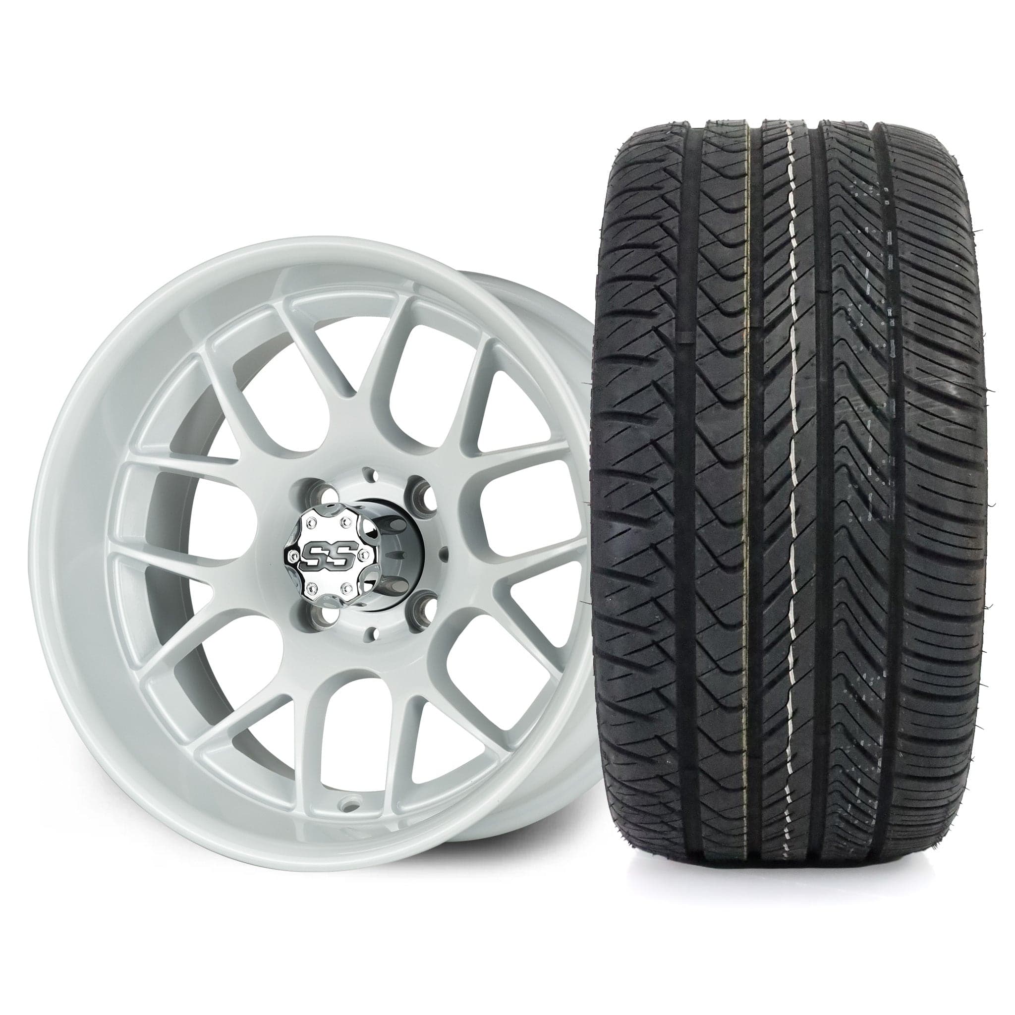 SS Wheels Alpha 12x7 Gloss White & X Comp H/T Tire Package