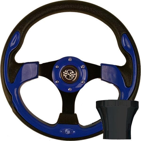 GTW Steering Wheel Kit, Blue/Rally 12.5 W/Black Adapter, Club Car