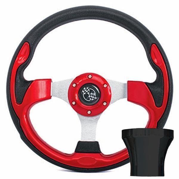 GTW Steering Wheel Kit, Red/Rally 12.5 W/Black Adapter, Club Car Precedent